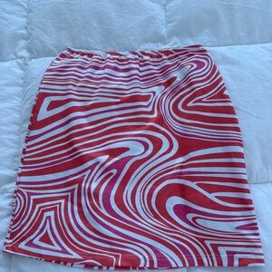 SHEIN Red and White Swirl Skirt